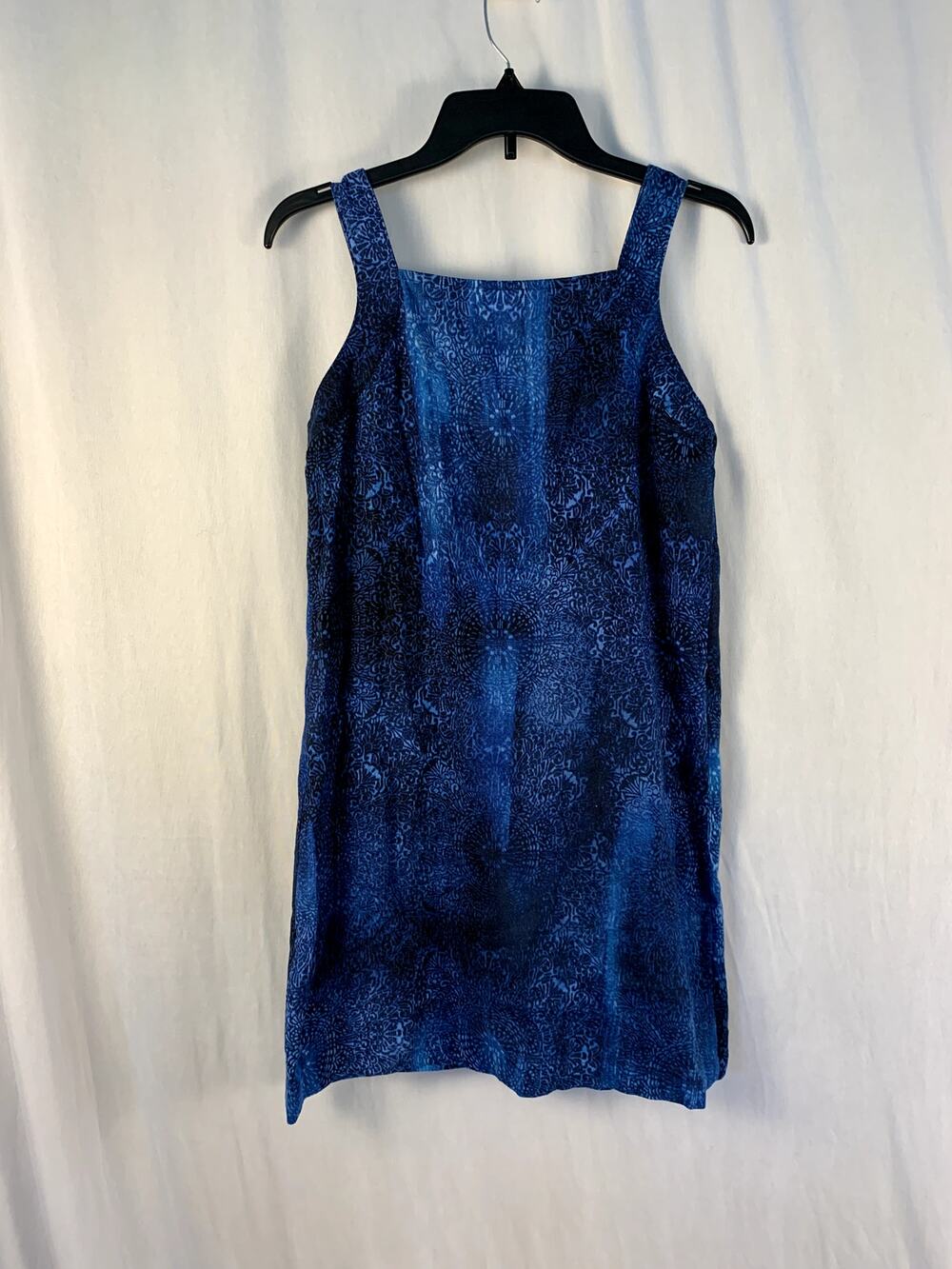 DKNY Petite Faded-Print Square-Neck Mini Shift Dress Indigo Blue – Size 6P – NWT